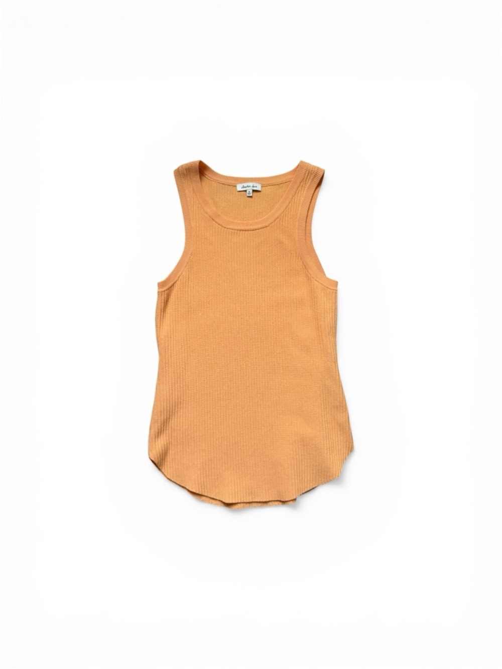 Another Love Ribbed Sleeveless Tank Top - Coral Orange Small - Picture 2 of 3